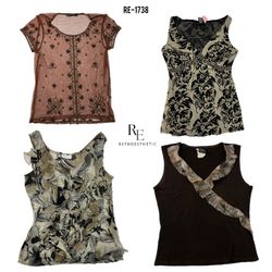 Y2K Earthy Toned Mesh Mix Tops (RE-1738)