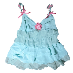 SAY#285 Dreamy Y2K Sheer Net Top – Delicate, Femin..