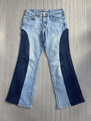 Upcycled Levi's Two Toned Denim Flared Jeans