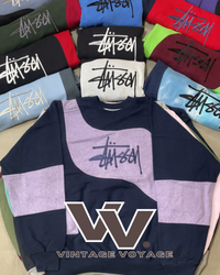 Stussy Rework Stil Mischfarben Patchwork Pullover ..