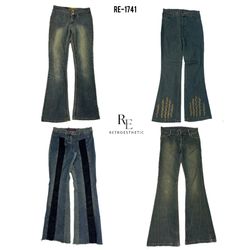 Y2K Britney Girl Era Calças Jeans de Denim Únicas ..