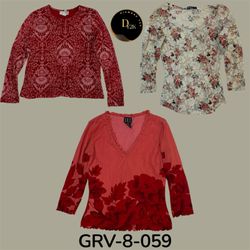 Y2k red long sleeve poly blouse (GRV-8-059)