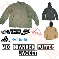 Mix branded puffer jackets