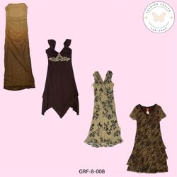 Vintage Y2K Shiny Brown Poly Dress – Minimalist & ..