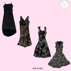 Vestido Vintage Y2K Estampado em Preto – Soft Poly..