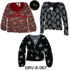 Y2k mix long sleeve poly blouse (GRV-8-067)