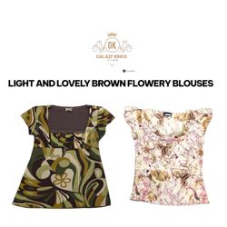 Blusas sexys marrón florales ligeras y encantadora..