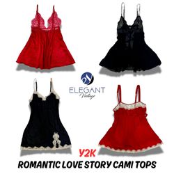 Y2K Romantic Lovestory Cami Tops - EV0111