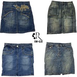 Y2K Cyber Girl Era Denim Midi Skirts (RW-639)
