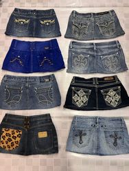 R107 Saias Mini Femininas Y2k Reutilizadas com Bor..