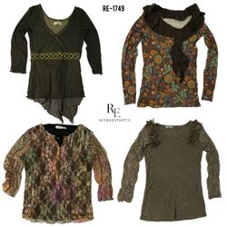 Y2K Earthy Toned Full Sleeve Mesh Mix Tops (RE-174..