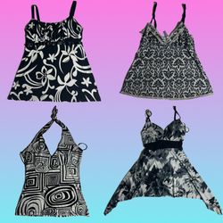 Y2k Schwarze Rave Cami Tops (TT-153)