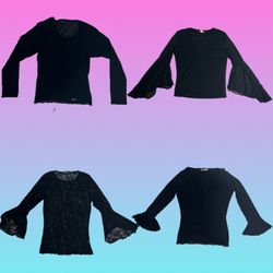 Y2k schwarze Rave Tops mit langen Ärmeln (TT 156)