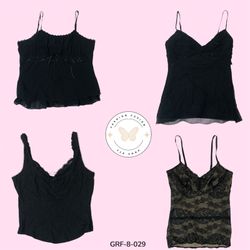 Vintage Y2K Black Spaghetti Strap Cami | 00s Minim..