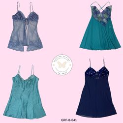 Vintage Y2K Blue Satin Slip Dress – 2000s Night Ou..