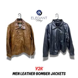 Y2K Men Leather Bomber Jackets - EV0158