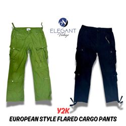 Y2K European Style Flared Cargo Pants - EV0180