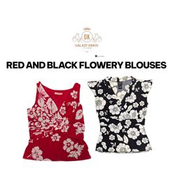 Bluse sexy rosse e nere floreali