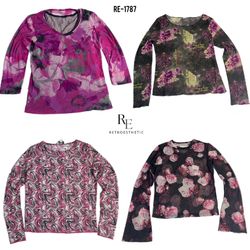 Y2K Baby in Rosa Magliette a Manica Lunga in Rete ..