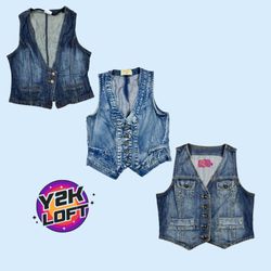 Y2K Cyber Girl Era Denim Vests
