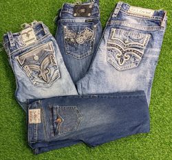 Miss me true religion and rock and reviv..
