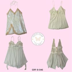 Y2K Weißes Satin-Nachthemd – Minimalistische 2000e..