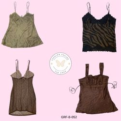 Rare Y2K Brown Slip Dress & Cami Tops – Vintage 20..