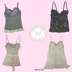 Vintage Y2K Babydoll Mini Dress in Gray & White – ..