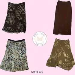Retro Brown Printed Midi Skirt – Y2K Style (GRF-8-..