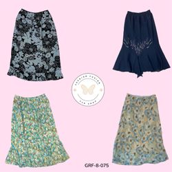 Y2K Vintage Blue Printed Poly Skirt – Retro Aesthe..