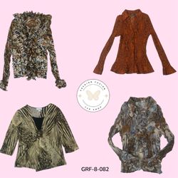 Y2K Vintage Brown Printed Polyester Blouse – Retro..