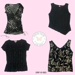 Y2K Vintage Black & White Long Sleeve Polyester Bl..