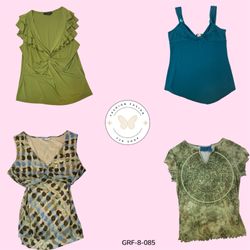 Y2K Vintage Green Printed Polyester Blouse – Retro..