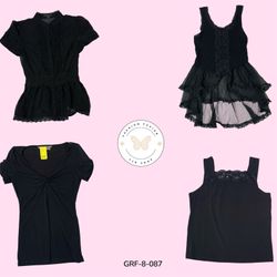 Y2K Vintage Black Short Sleeve Top – Retro 2000s S..