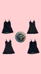 Y2K All Black Rave Cami Tops