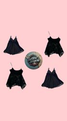 Y2K All Black Rave Cami Tops