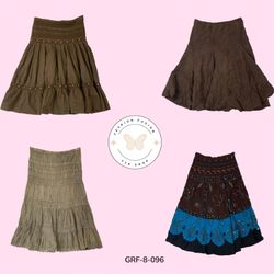 Y2K Brown & White Cotton Skirt – Vintage 2000s Sty..