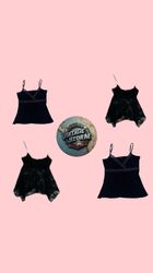 Y2K All Black Strap Cami Tops