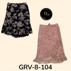 Y2k pink printed long skirt (GRV-8-104)