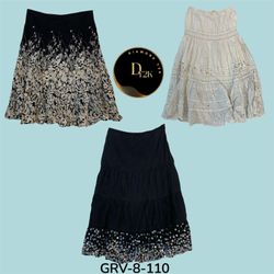 Y2k black and white cotton long skirt (GRV-8-110)