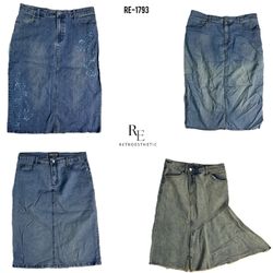 Y2K Unique Denim Midi Skirts (RE-1793)