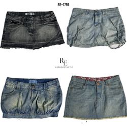 Y2K IT Girl Denim Micro Mini Skirts (RE-1795)