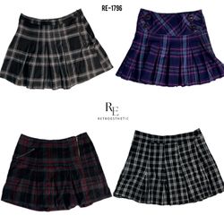 Y2K Unique Wool Checkered Midi Skirts (RE-1796)