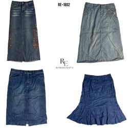 Y2K IT Girl Denim Maxi Skirts (RE-1802)