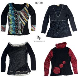 Y2K All Black Rave Unique Full Sleeve Tops(RE-1789..