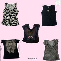 Y2K Vintage Black Short Sleeve Top – Retro 2000s A..
