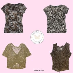 Retro Y2K Brown Print Blouse – Short Sleeve Vintag..