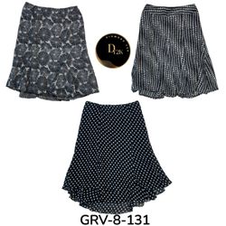 Y2k black and white printed poly skirt (GRV-8-131)