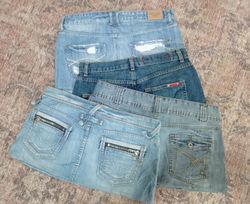 IQ0433 Y2k Reworked Mini Denim Skirts