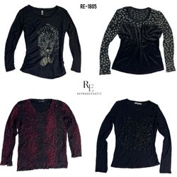 Y2K Tous Noirs Gothique Tops en Maille (RE-1805)